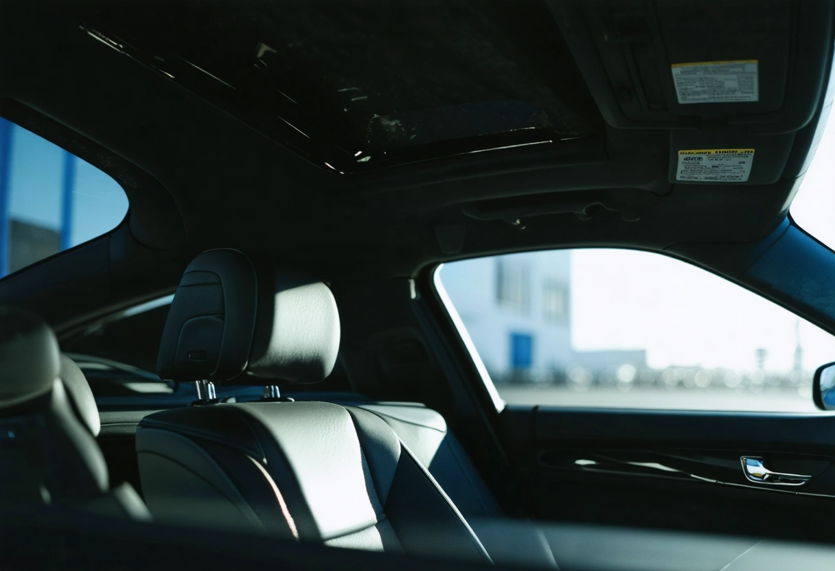 A car with tinted windows parked under a bright sun, showcasing the benefits of UV