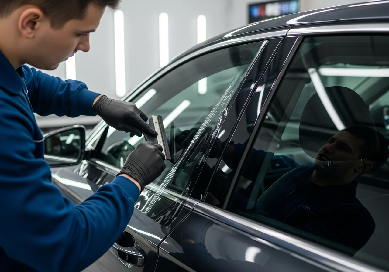 Car with tinted windows for enhanced security and protection.