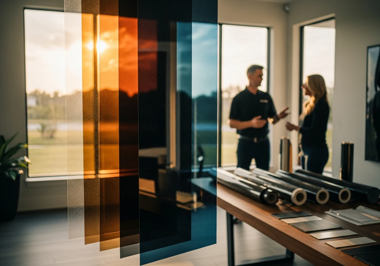 cinematic-wide-hero-scene-for-a-v9VJVX Tinted film sheets in a sunlit modern workspace