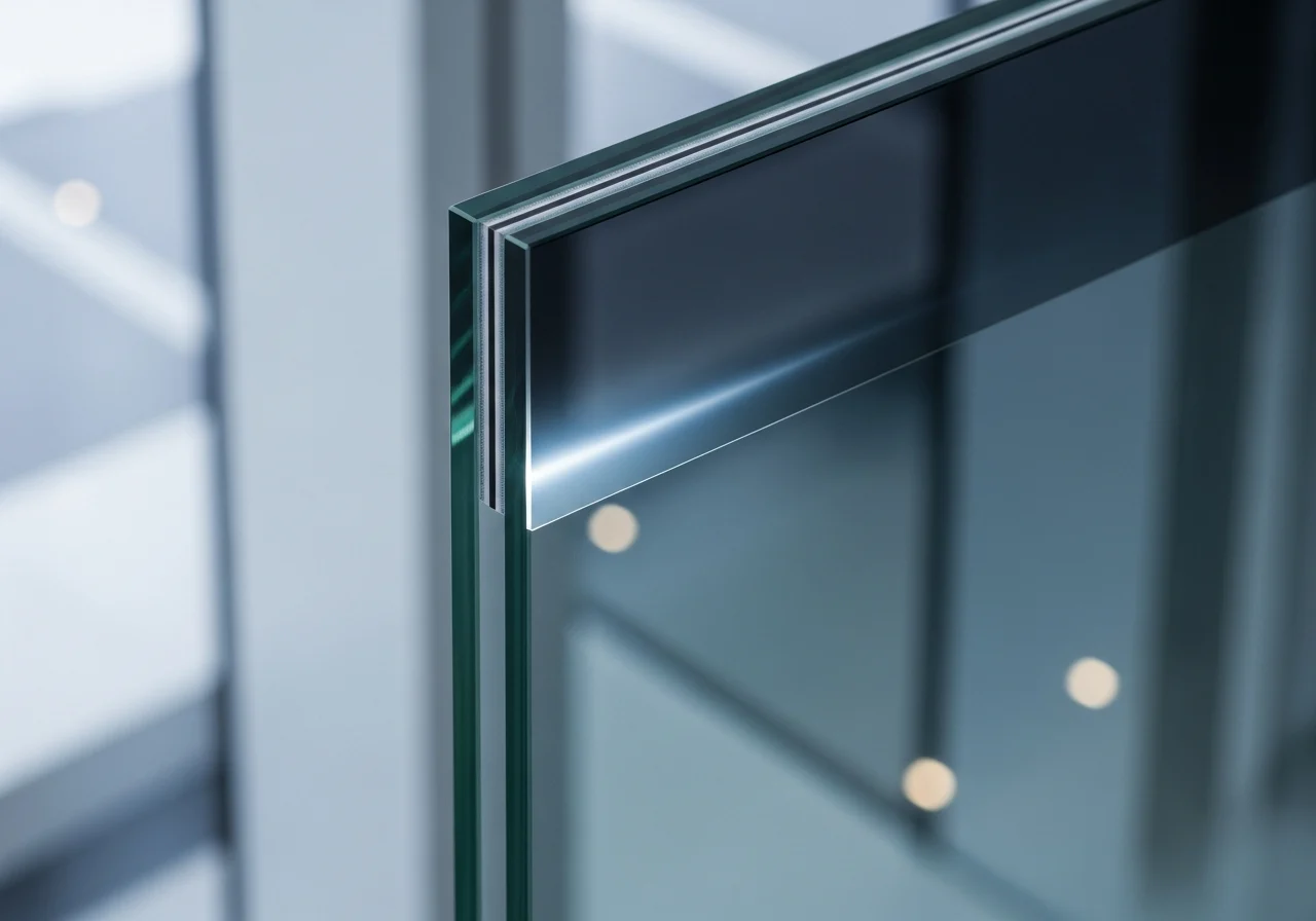 Close-up of smart tint glass panel changing opacity