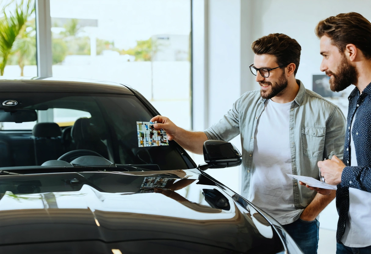 cinematic-hero-scene-of-a-professional-r0XVWm Tint consultant discussing film options beside a premium vehicle