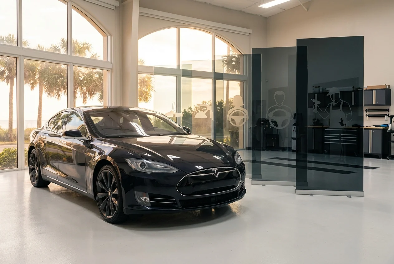 cinematic-wide-hero-image-for-an-IgR8Tt Cinematic wide hero image for an automotive tinting guide, an upscale auto tint studio in coastal Florida with