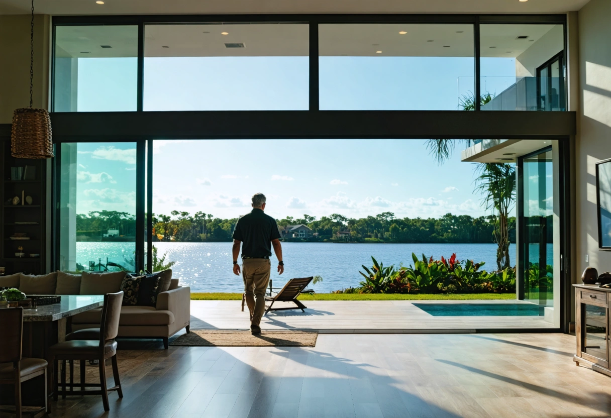 Sunlight streaming through tinted windows in a Port Charlotte living room